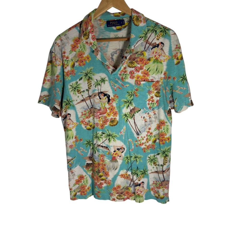 Polo Ralph Lauren Hula Girl Men's Vintage 100% Cotton Polo Shirt Sz L